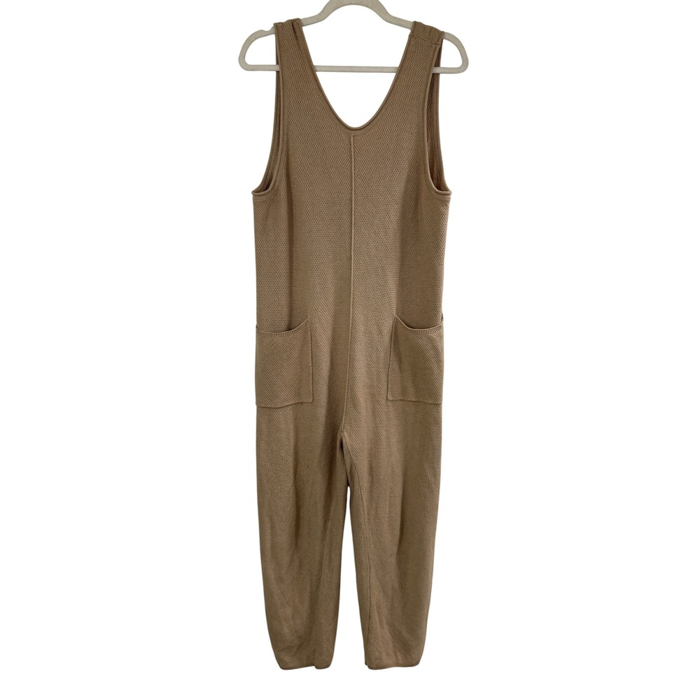 LILLUSORY Knit Jumpsuit Womens Small Tan Excellent Sleeveless V-Neck Overalls
